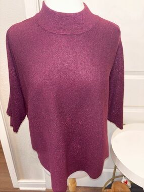 NWT Chico's Shimmery Plum Dolman Sleeve Sweater